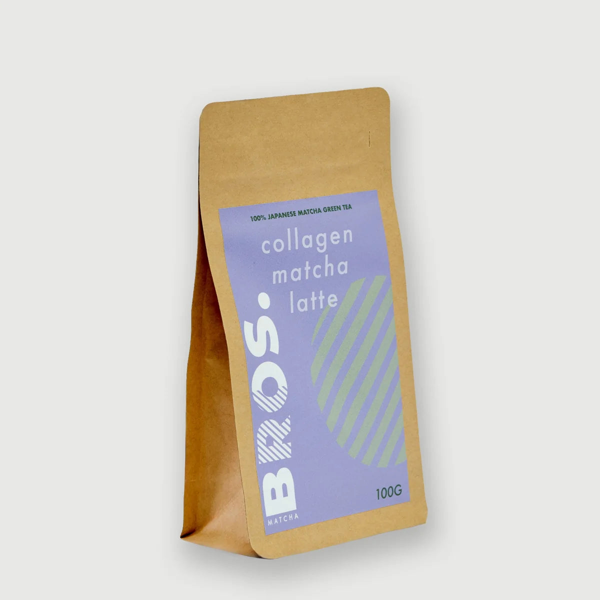 Matcha Bros Collagen Matcha Latte 100g – opakowanie kraft matcha z kolagenem, widok boczny produktu