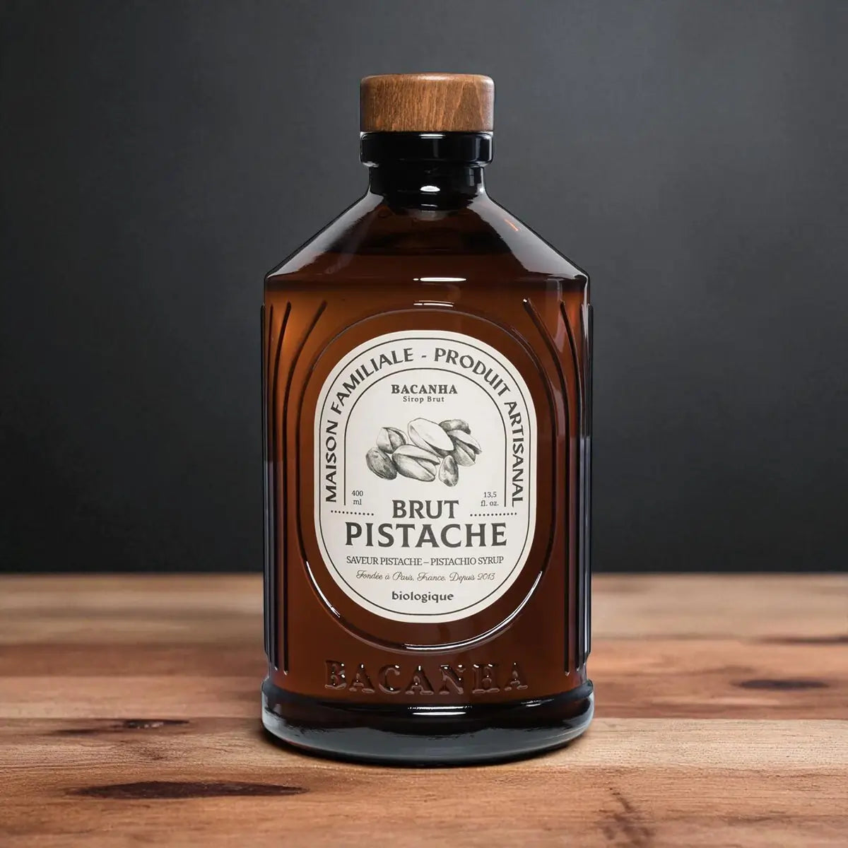 Syrop pistacjowy Bacanha Brut Pistache 400 ml w szklanej butelce – organiczny syrop do kawy, koktajli i deserów