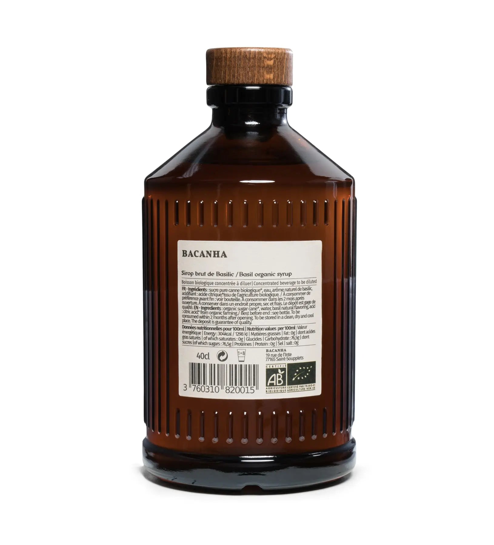 Syrop Bacanha bazylia organic 400 ml – tylna etykieta