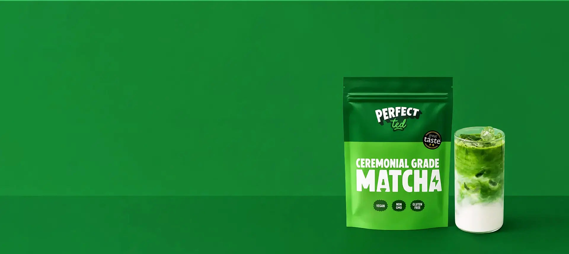Matcha ceremonialna Perfect Ted – proszek matcha i gotowe matcha latte z lodem