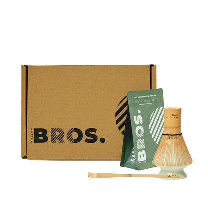 BROS Matcha zestaw prezentowy – ceremonialna matcha, bambusowa trzepaczka chasen i akcesoria do przygotowania matchy w pudełku