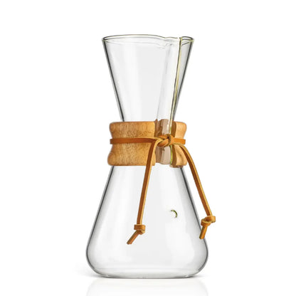 Chemex zaparzacz do kawy 3 filiżanki – szklane naczynie z drewnianym kołnierzem i skórzanym rzemieniem
