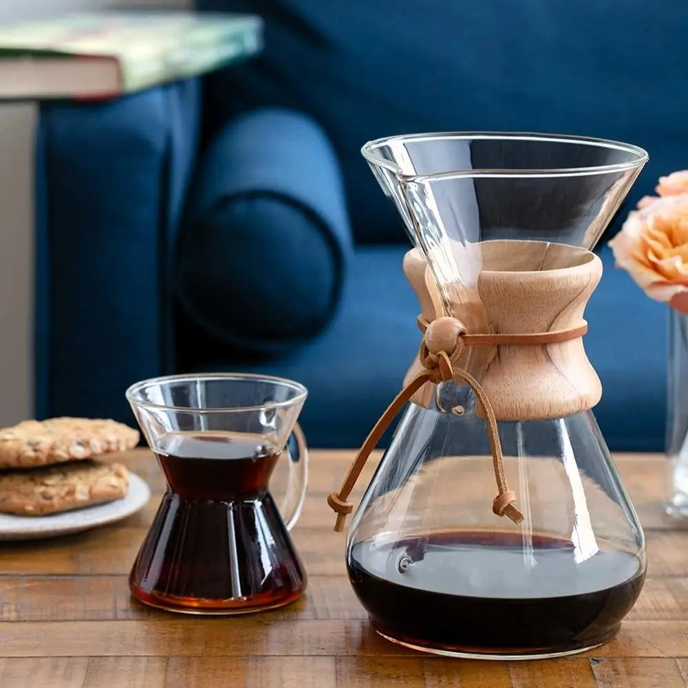 Chemex zaparzacz do kawy 8 filiżanek ze szklanym kubkiem – eleganczny design i czysta kawa