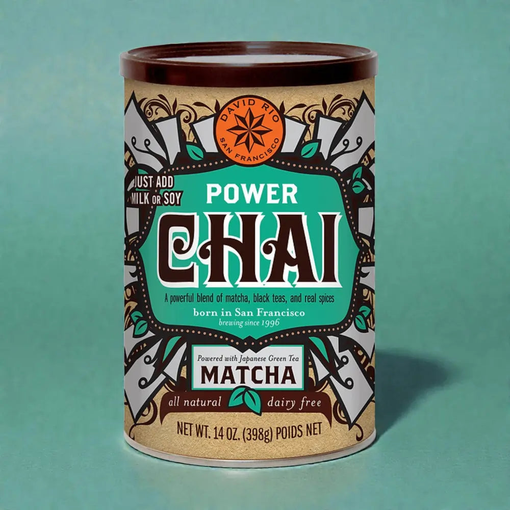 Przyprawa Power Chai Matcha David Rio 398 g – chai latte w proszku z zieloną herbatą matcha, opakowanie produktu