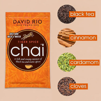 David Rio Tiger Spice Chai w saszetce – czarna herbata, cynamon, kardamon i goździki