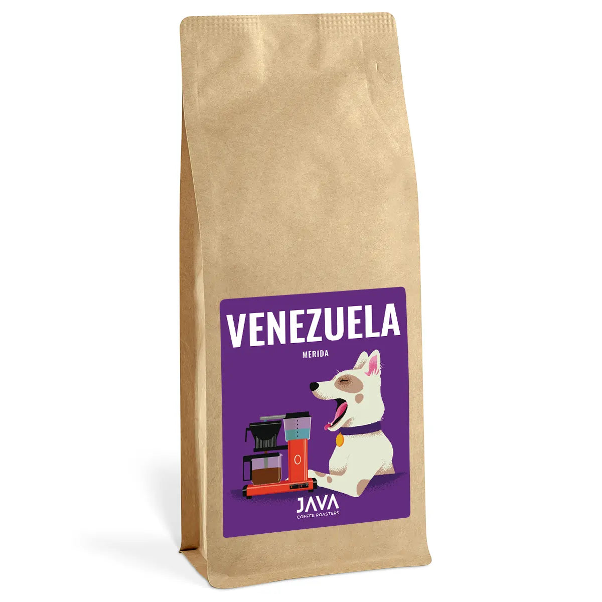 Kawa ziarnista Venezuela Merida 1kg JAVA Coffee Roasters – opakowanie kraft z etykietą produktu