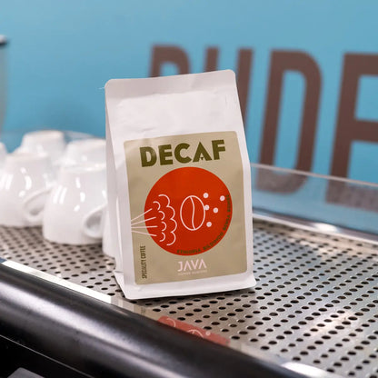 kawa bezkofeinowa JAVA Coffee Ethiopia Bildimo Bensa Bombe – opakowanie na ekspresie do kawy w kawiarni