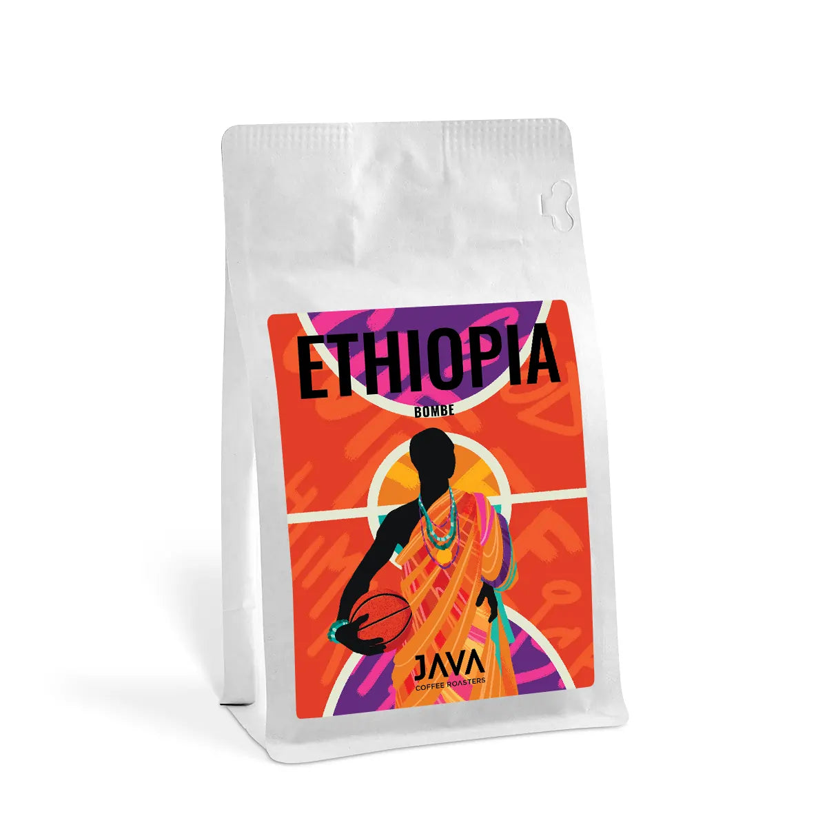 Kawa ziarnista Ethiopia Bombe JAVA Coffee Roasters – opakowanie 250 g, specialty coffee, packshot na białym tle