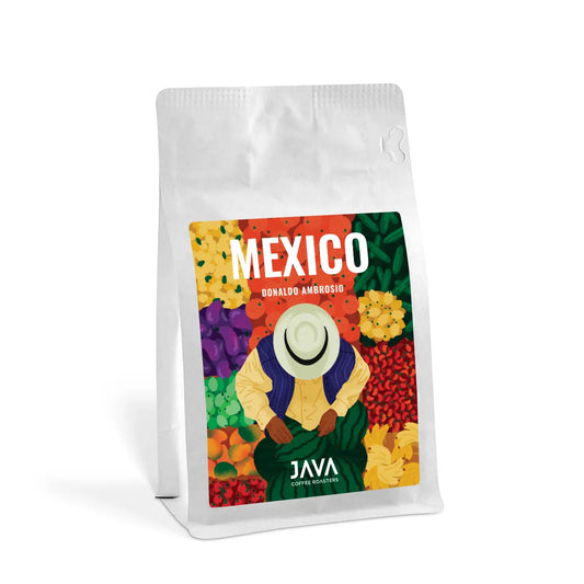 Kawa specialty Mexico Donaldo Ambrosio od JAVA Coffee Roasters – jasno palona kawa ziarnista do metod przelewowych, opakowanie 250 g.