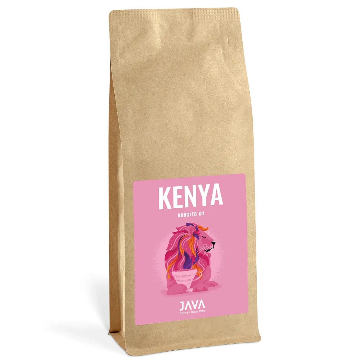 Kawa specialty Kenya Rungeto Kii 1 kg od JAVA Coffee Roasters – opakowanie kawy single origin na białym tle, packshot B2B