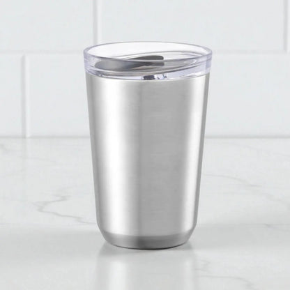 Kubek Kinto To Go Tumbler 350 ml srebrny – stalowy kubek termiczny z pokrywką do kawy i napojów na wynos