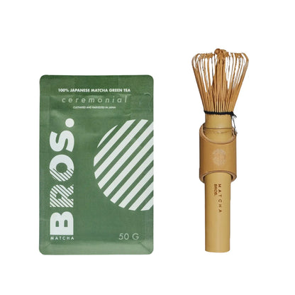 Matcha Bros Ceremonial 50 g i chasen long – japońska matcha i bambusowa miotełka do matchy zestaw