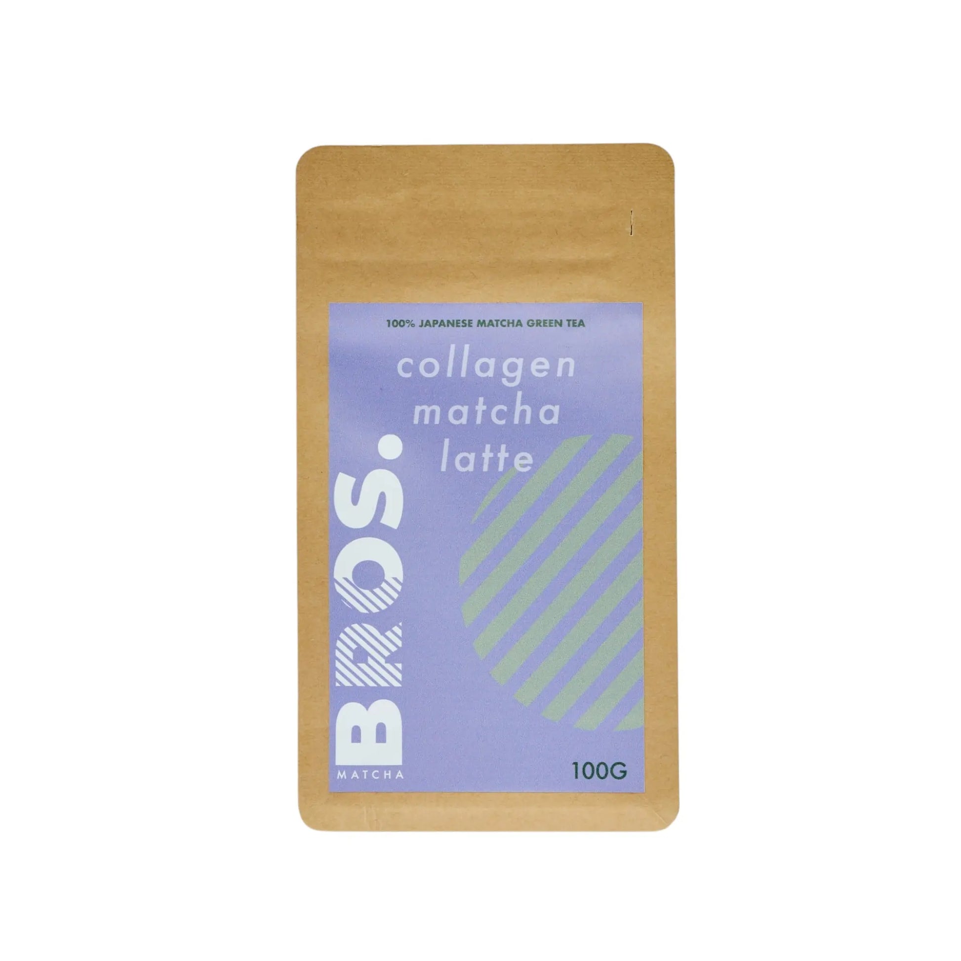 Matcha Bros Collagen Matcha Latte 100g – japońska matcha z kolagenem w opakowaniu kraft, proszek do matcha latte