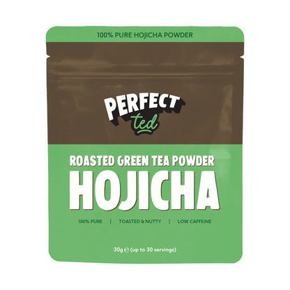 PerfectTed hojicha powder 30g – roasted green tea powder, 100% pure, low caffeine, opakowanie produktu