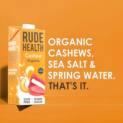 Rude Health Cashew Organic – napój roślinny z nerkowców, tylko 3 składniki: nerkowce BIO, sól morska, woda źródlana