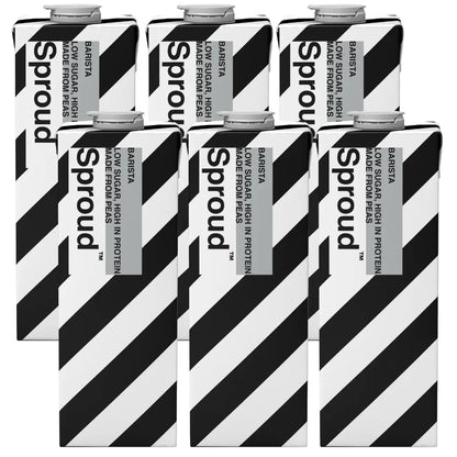 Sproud Barista 6×1L – napój roślinny z białka grochu do kawy. Doskonale się spienia, idealny do espresso i latte art. Oficjalny dystrybutor JAVA Coffee Polska.