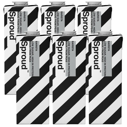 Sproud Barista 6×1L – napój roślinny z białka grochu do kawy. Doskonale się spienia, idealny do espresso i latte art. Oficjalny dystrybutor JAVA Coffee Polska.