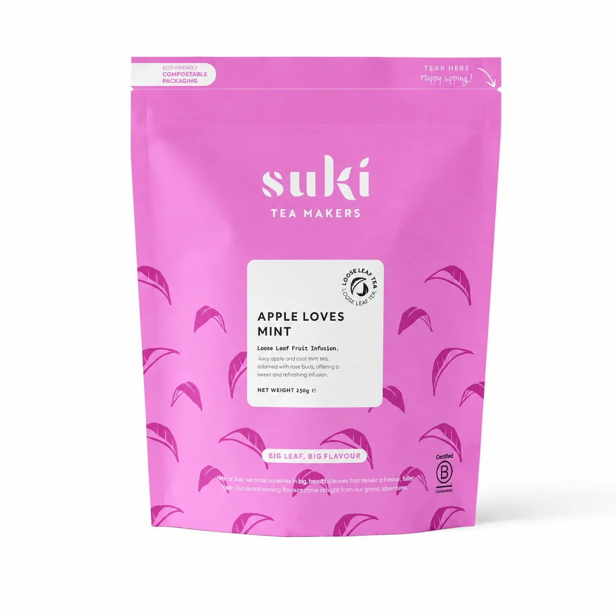 Suki Tea Apple Loves Mint 250 g – liściasta herbata owocowa z jabłkiem, miętą i płatkami róży