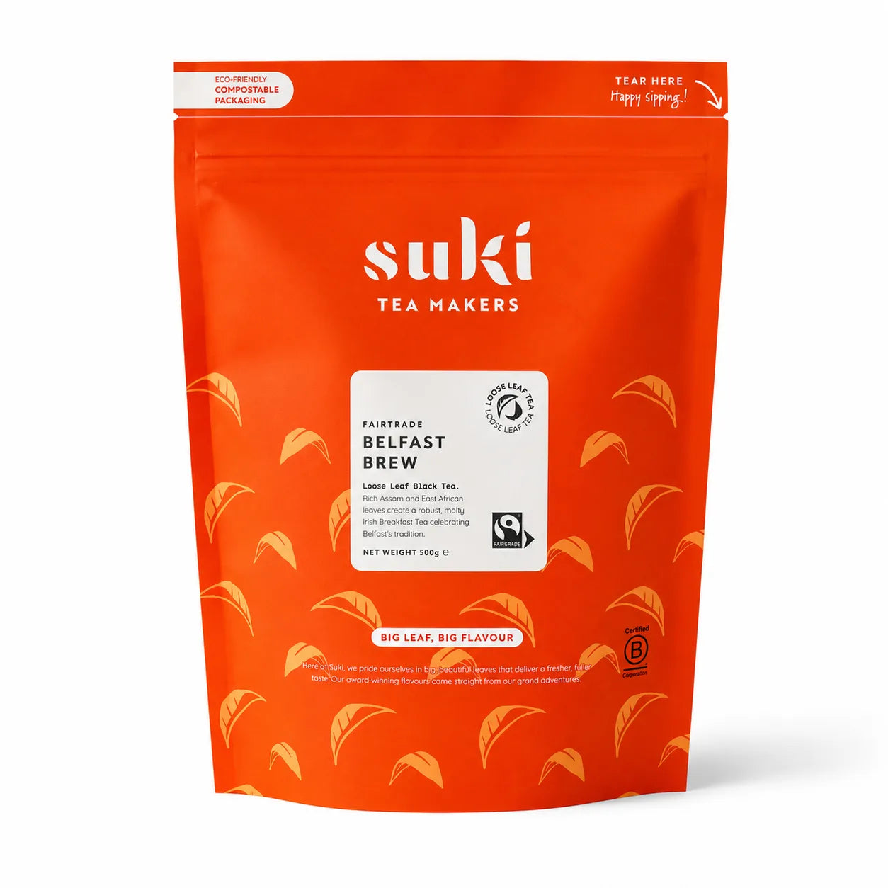 Suki Tea Belfast Brew Fairtrade 500 g – liściasta czarna herbata Assam i East African