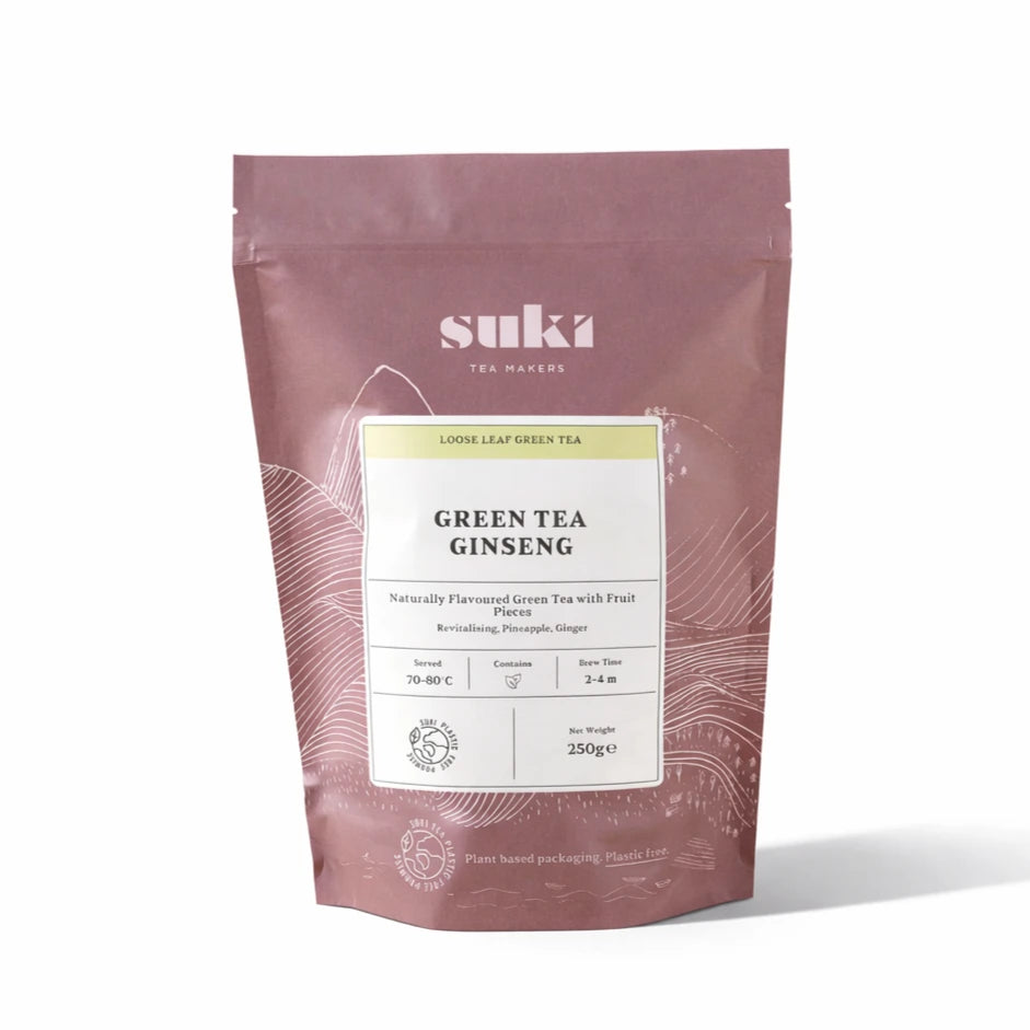 Herbata zielona Suki Tea Green Tea Ginseng 250 g – opakowanie na białym tle