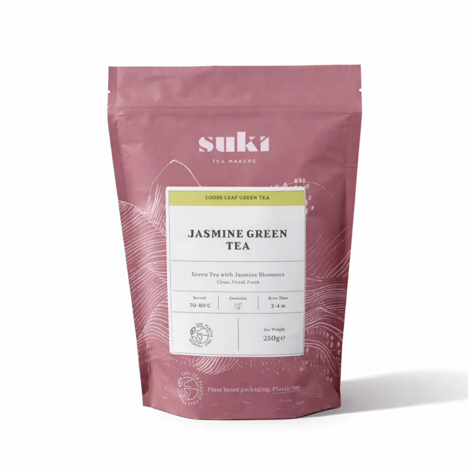 Herbata zielona jaśminowa Suki Tea Jasmine Green Tea 250 g – opakowanie na białym tle