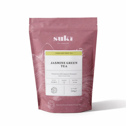 Herbata zielona jaśminowa Suki Tea Jasmine Green Tea 250 g – opakowanie na białym tle