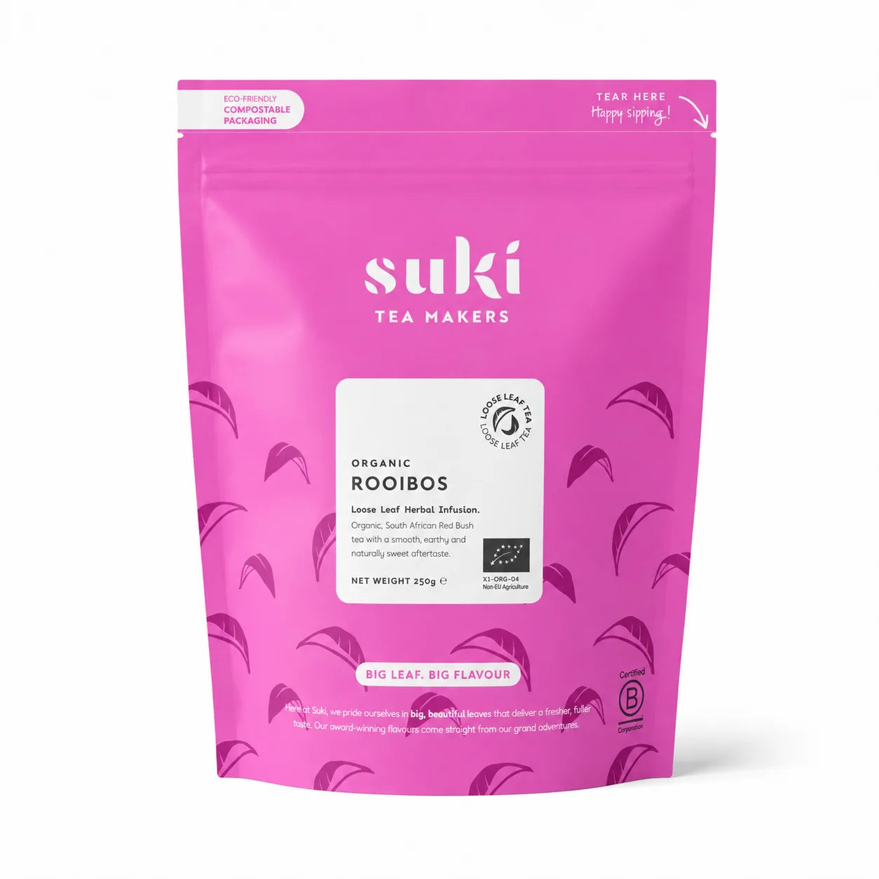 Suki Tea Organic Rooibos 250 g – ekologiczna liściasta herbata rooibos w opakowaniu