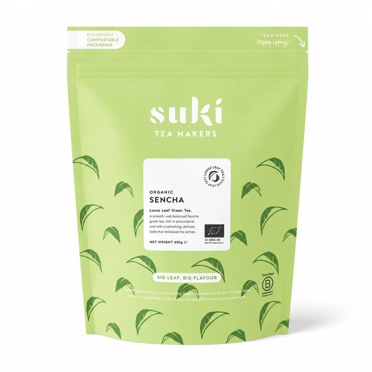 Suki Tea Organic Sencha 400 g – organiczna liściasta zielona herbata Sencha