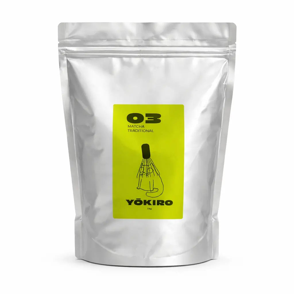 Yokiro Matcha Traditional 1 kg japońska herbata matcha w proszku opakowanie srebrne